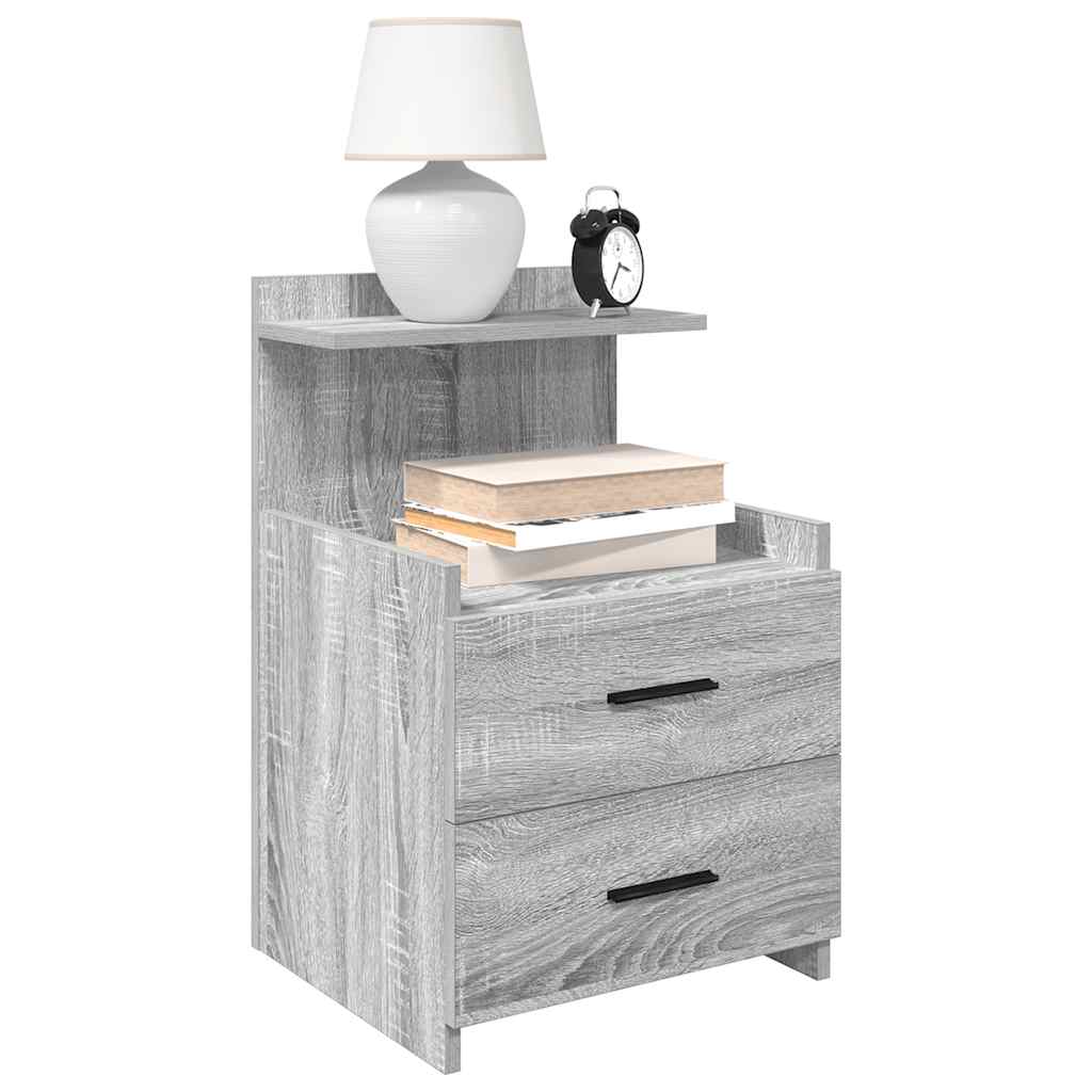 Nachtkastjes 2 st met 2 lades grijs sonoma eiken 40x36,5x62 cm – afbeelding 1