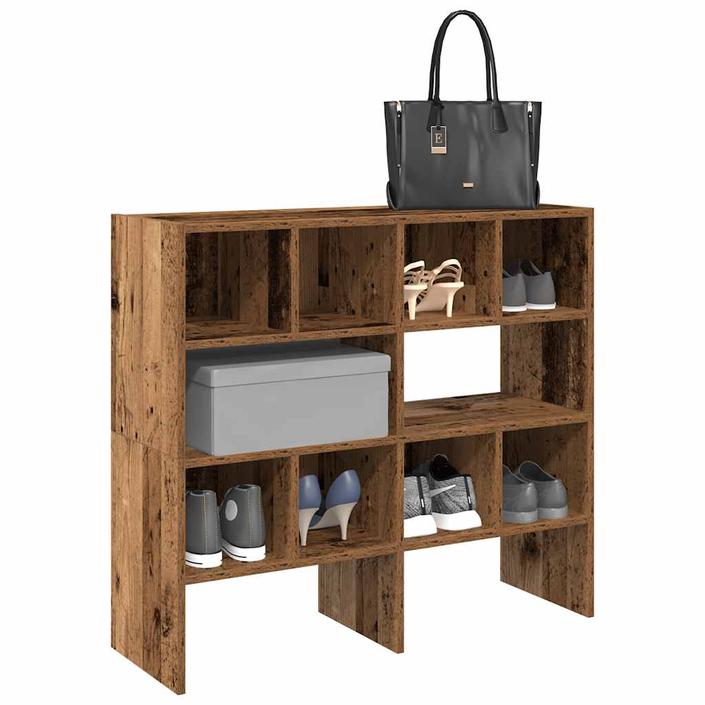 Schoenenrekken 2 st stapelbaar 89,5x30x40 cm oud houtkleurig – afbeelding 1