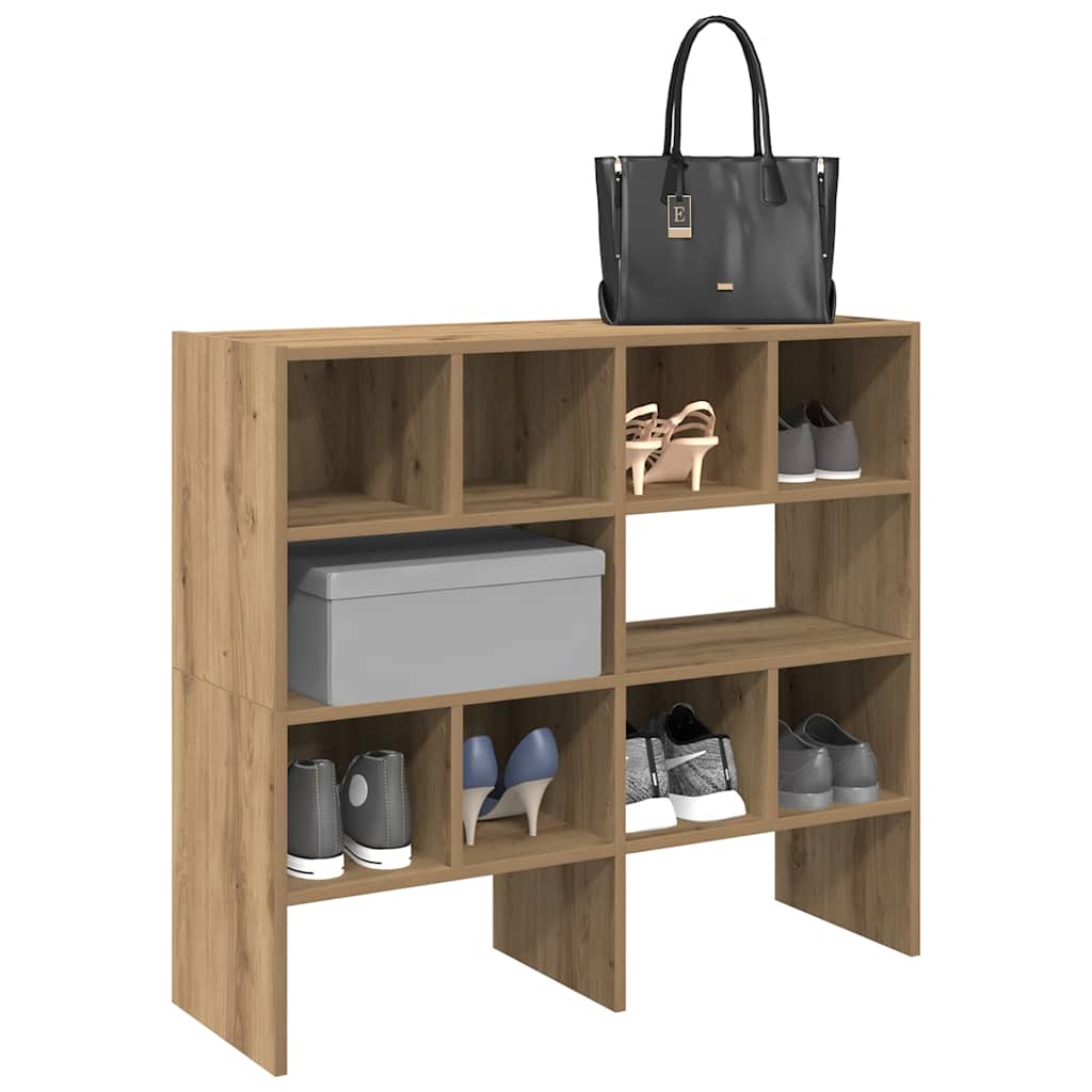 Schoenenrekken 2 st stapelbaar 89,5x30x40 cm artisanaal eiken