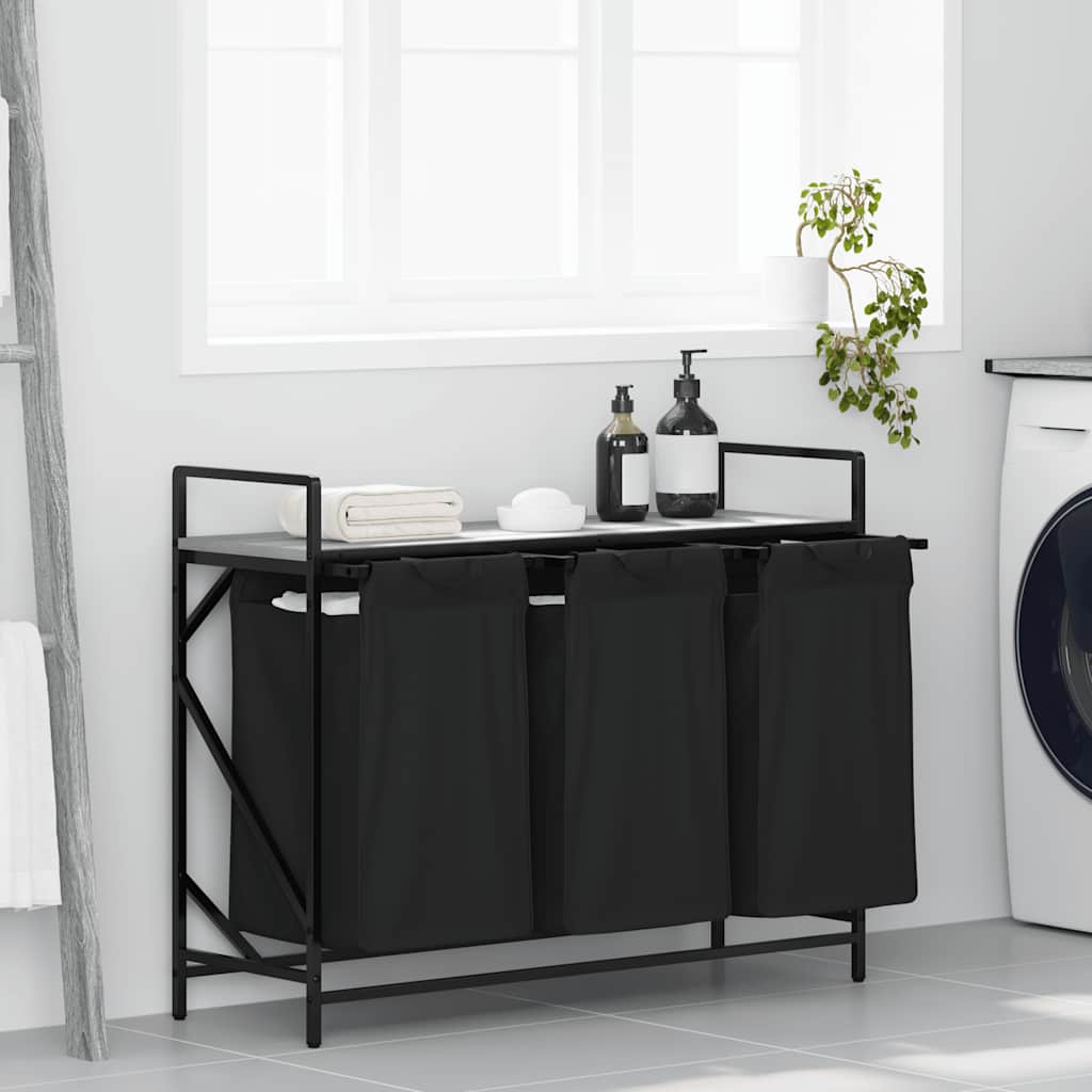 Wasmand 3 vakken met plank grijs sonoma eiken