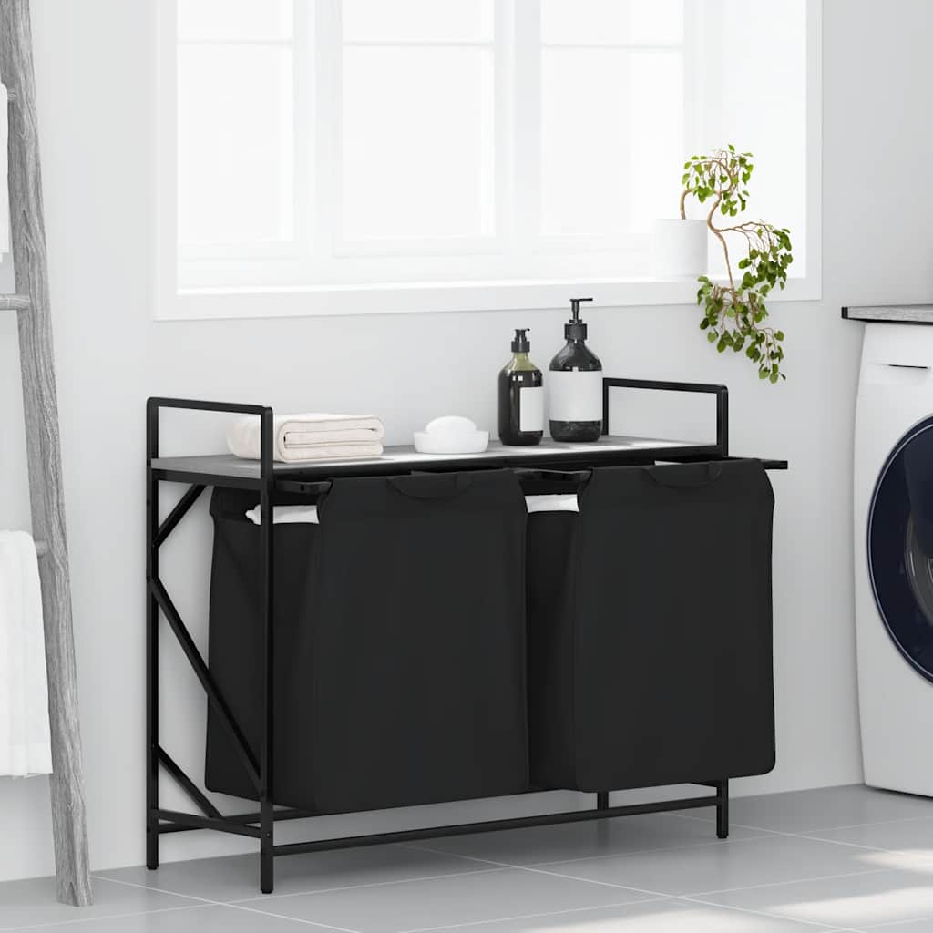 Wasmand 2 vakken met plank grijs sonoma eiken