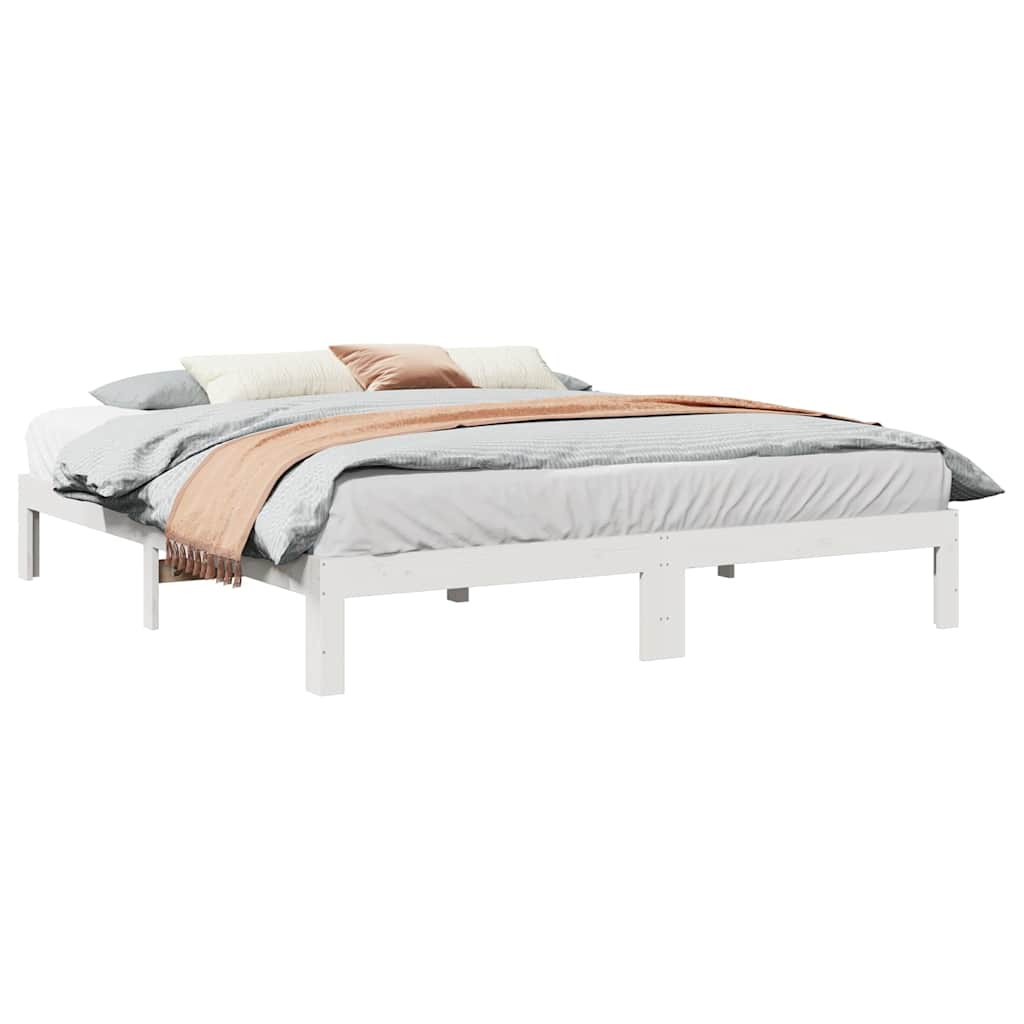 Bedframe zonder matras massief grenenhout wit 160x200 cm – afbeelding 1