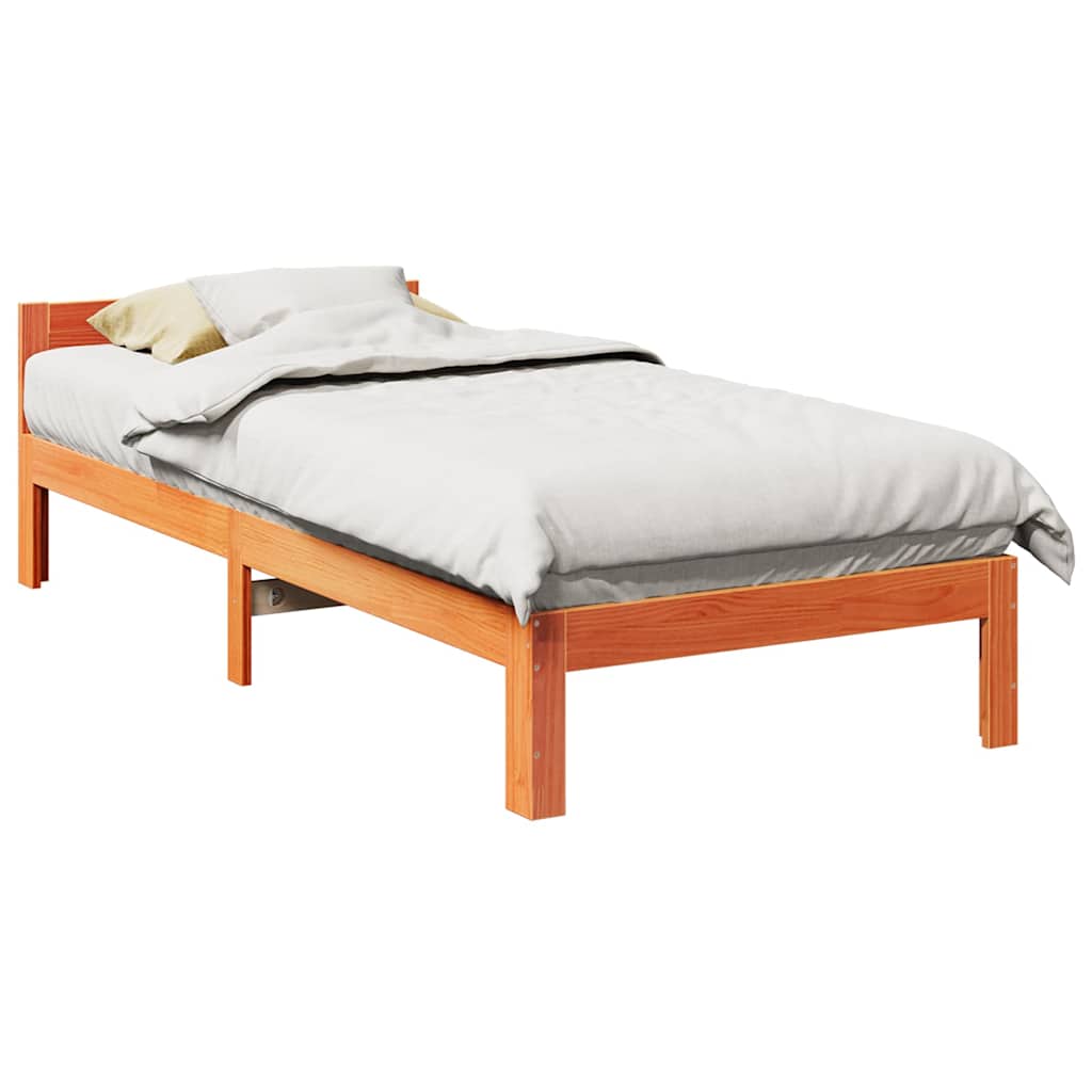 Bedframe zonder matras massief grenenhout wasbruin 80x200 cm – afbeelding 1