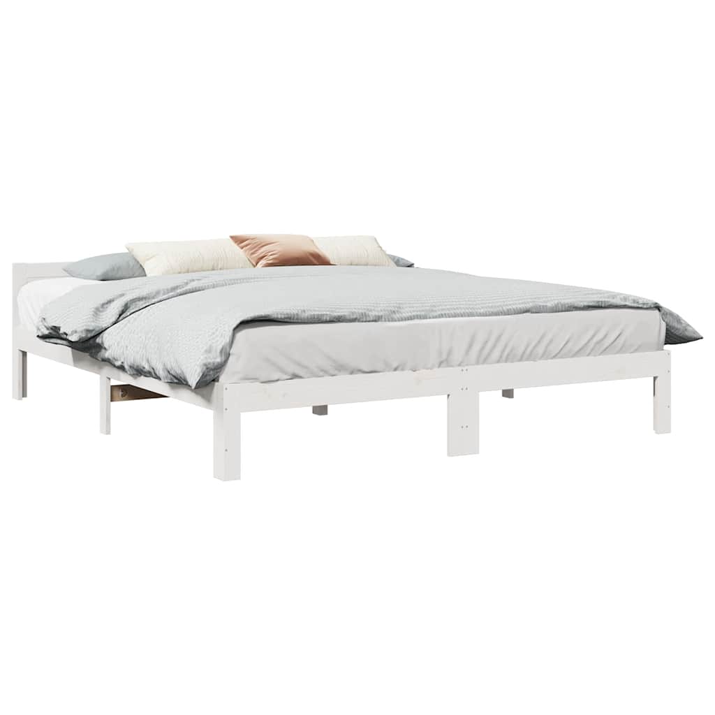 Bedframe zonder matras massief grenenhout wit 180x200 cm – afbeelding 1