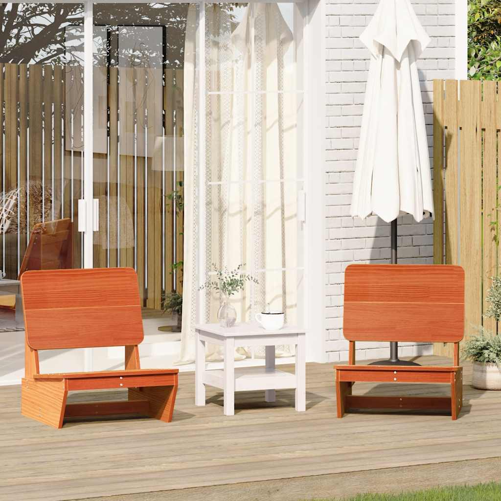 Tuinstoelen 2 st 60x64x70,5 cm massief grenenhout wasbruin – afbeelding 1