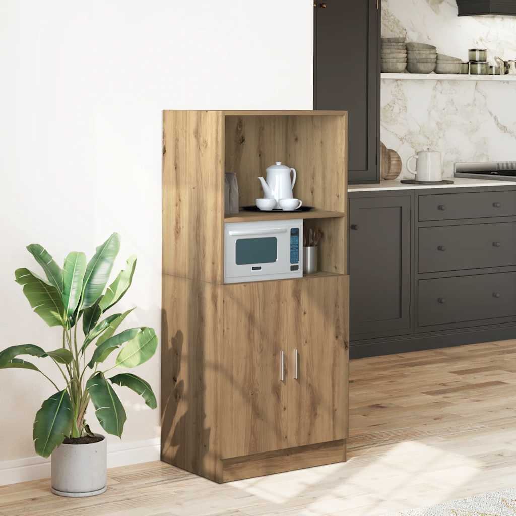 Keukenkast 57x41,5x131,5 cm bewerkt hout artisanaal eiken