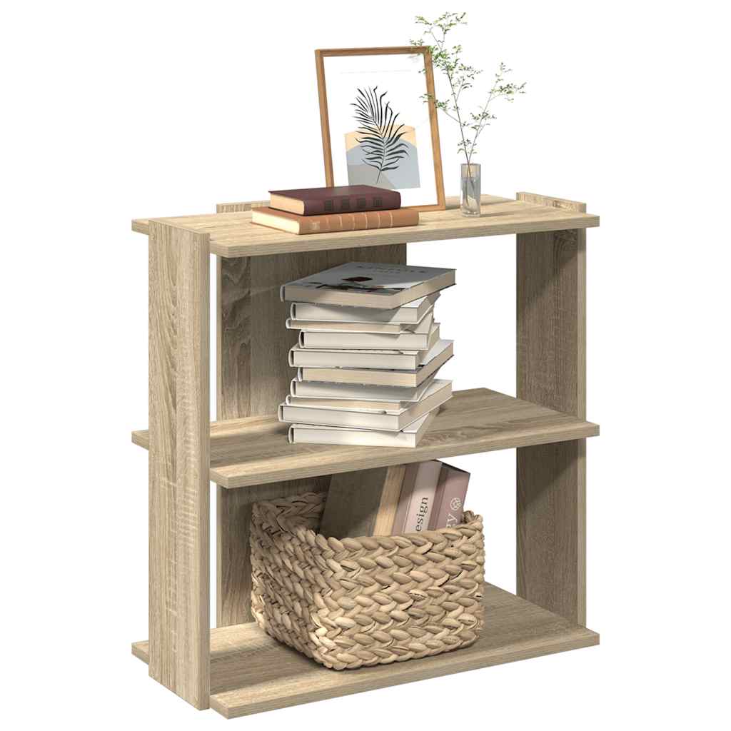 Boekenkast 3-laags 60x30x60 cm bewerkt hout sonoma eikenkleurig – afbeelding 1