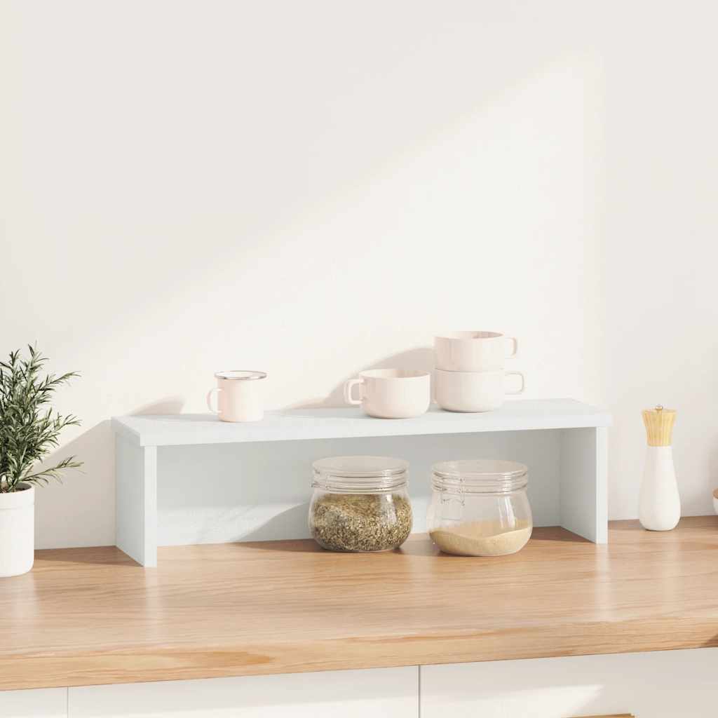 Keukenrek stapelbaar 50x15x16 cm bewerkt hout wit – afbeelding 2