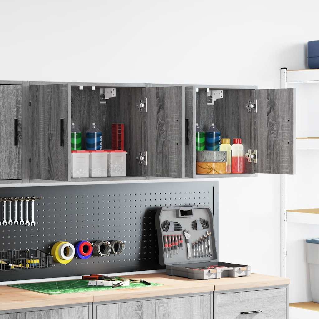 Garagewandkasten 2 st spaanplaat Sonoma grijs – afbeelding 1