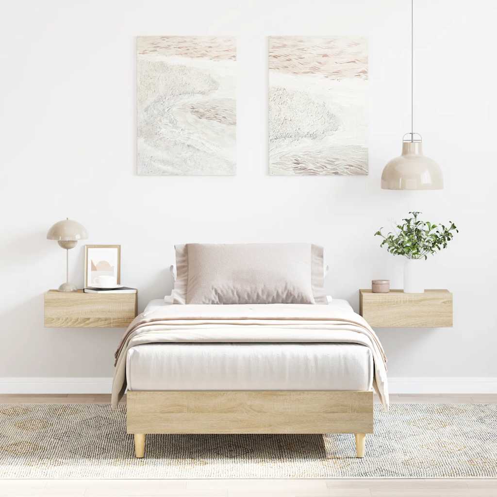 Bedframe zonder matras 90x200 cm spaanplaat sonoma eikenkleurig – afbeelding 1