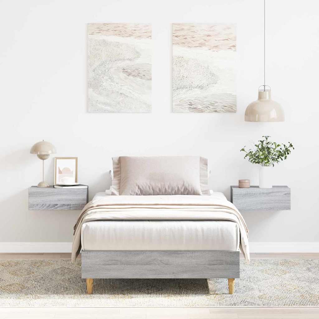 Bedframe Grijs Sonoma 203 x 93 x 25 cm Bewerkt hout – afbeelding 1