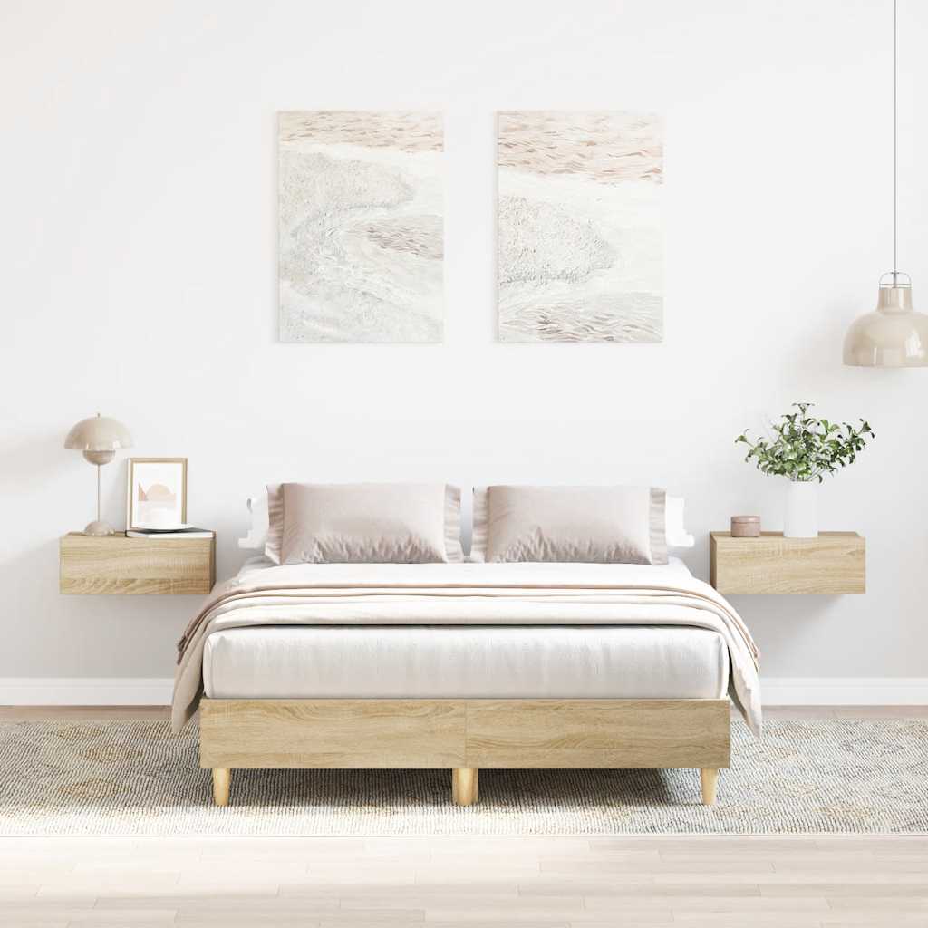 Bedframe zonder matras 120x190cm spaanplaat sonoma eikenkleurig – afbeelding 1