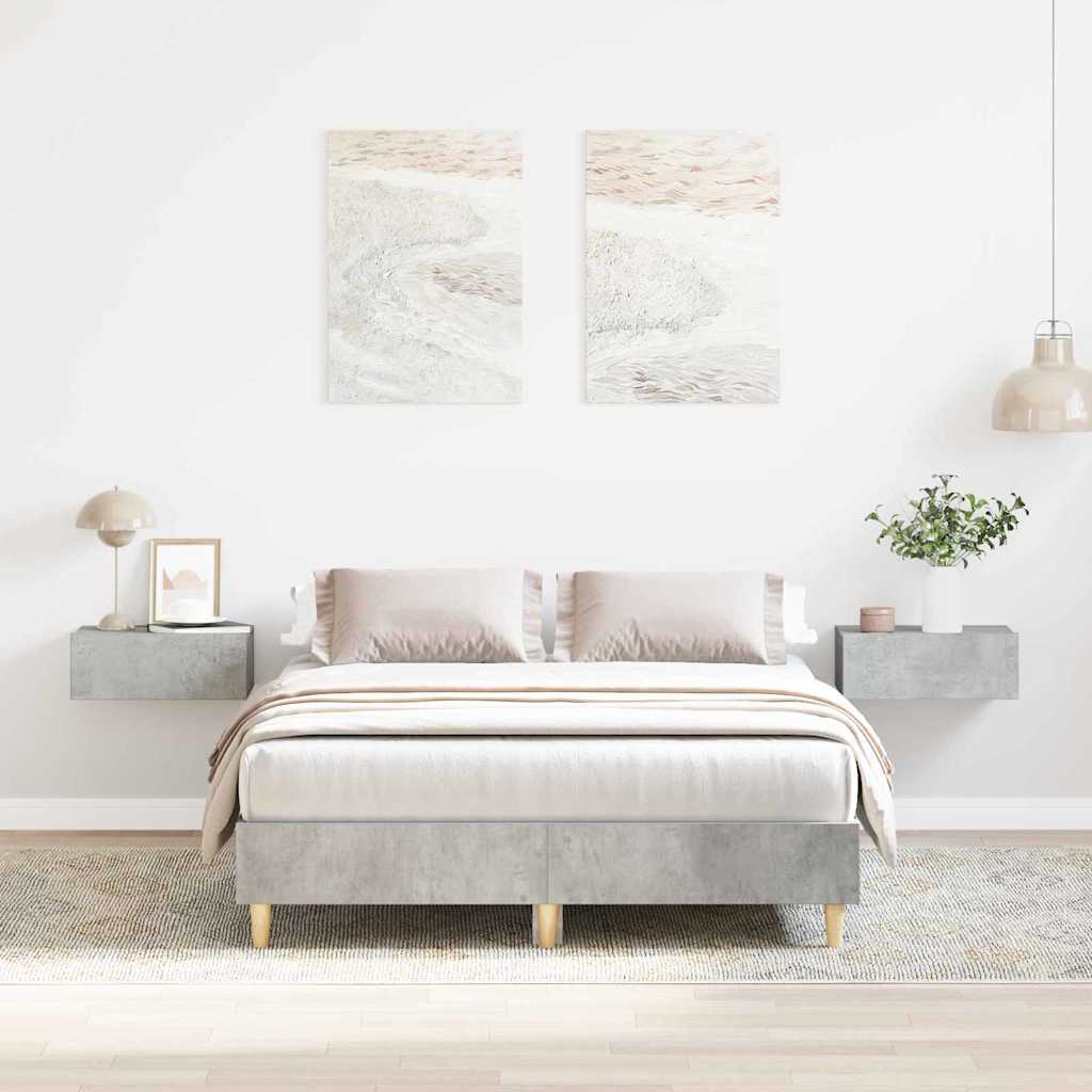 Bedframe Beton Grijs 193 x 123 x 25 cm Bewerkt hout – afbeelding 1