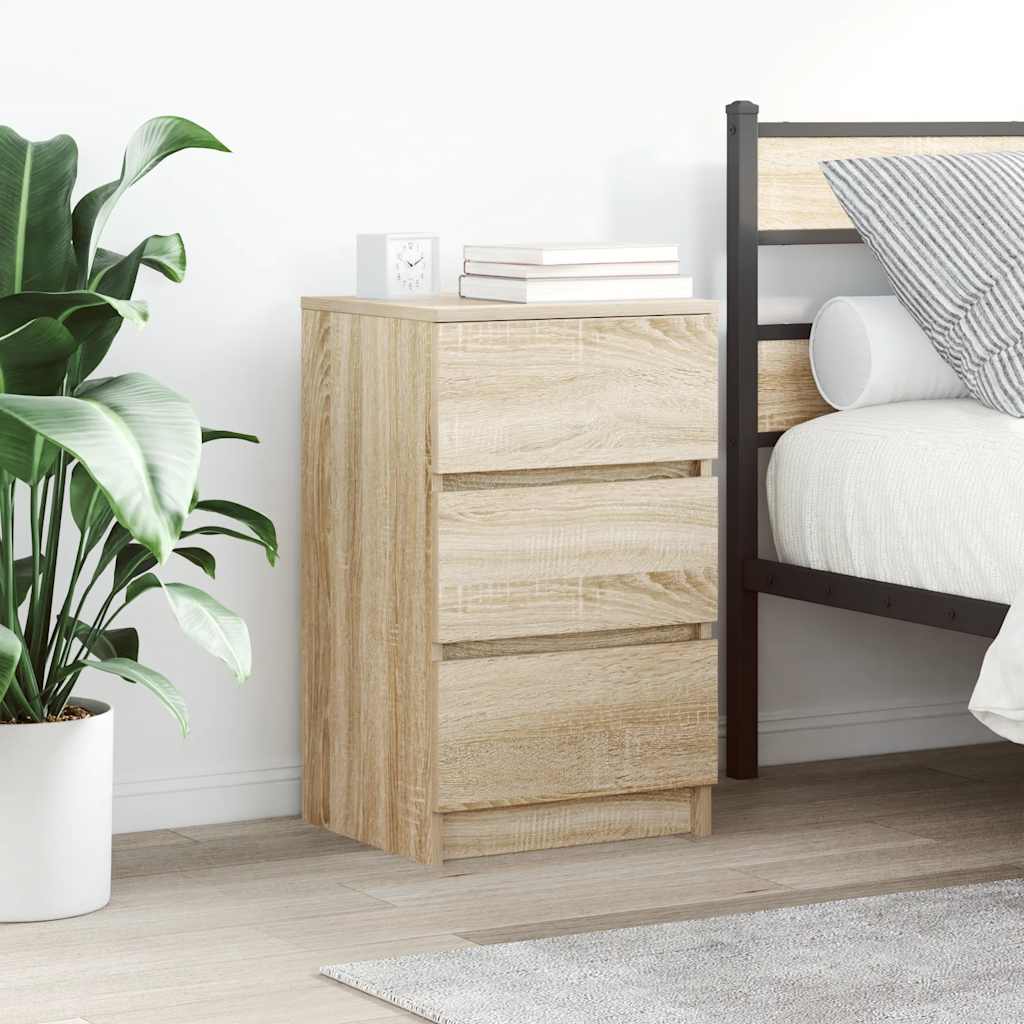 Nachtkastjes met 3 lades 2 st 39x35x65 cm Sonoma eikenkleurig – afbeelding 1