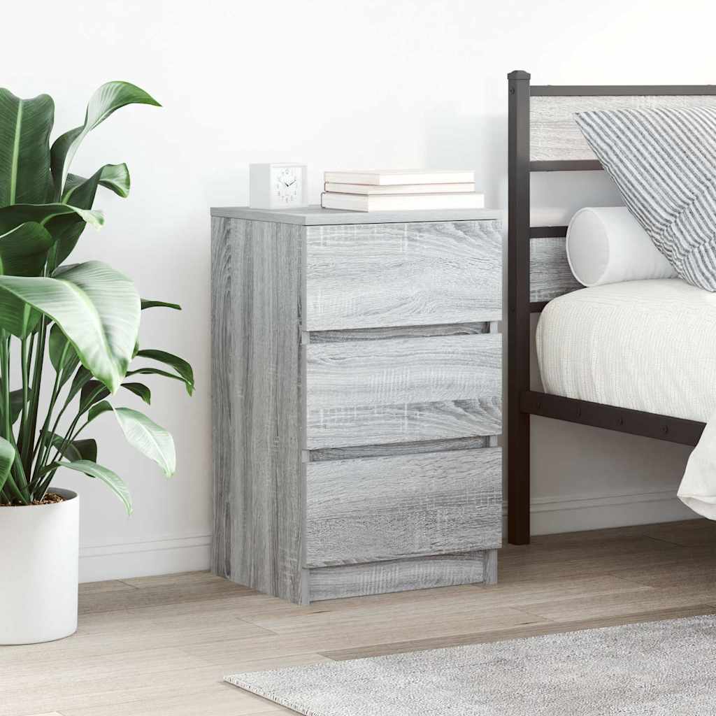 Nachtkastje met 3 lades 39x35x65 cm grijs sonoma
