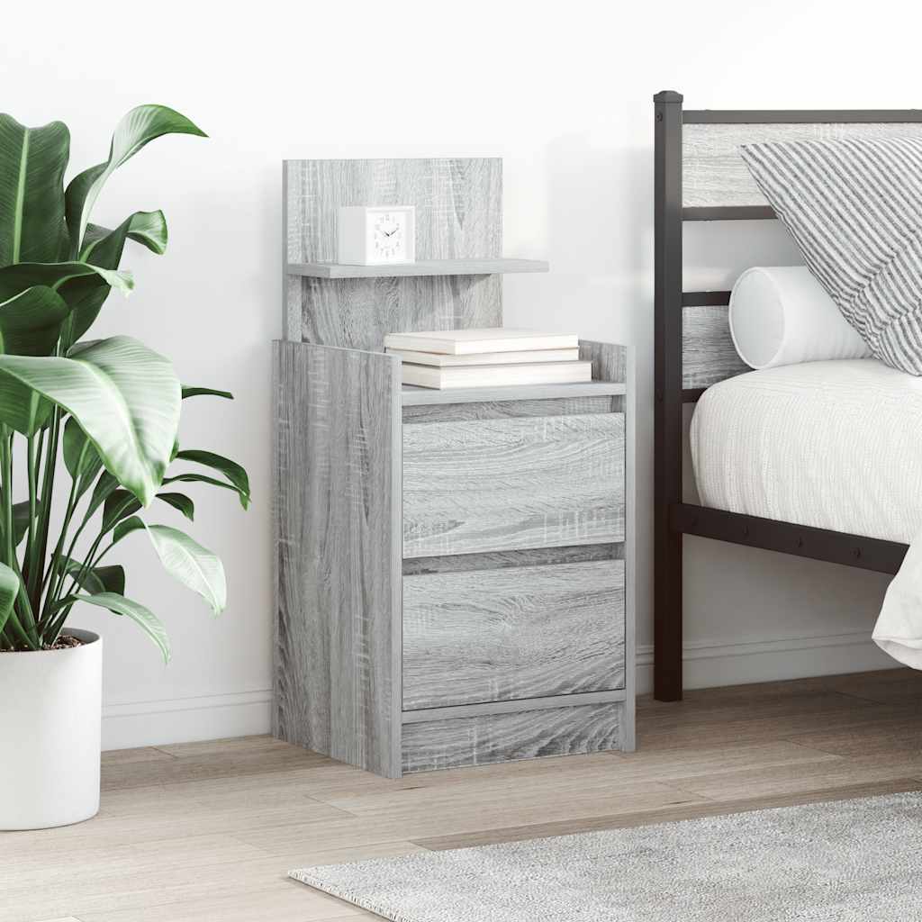 Nachtkastje met 2 lades 38x34x80 cm grijs sonoma eikenkleurig – afbeelding 1