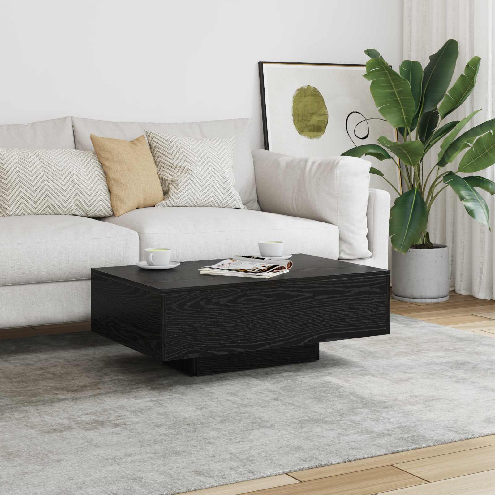 Salontafel Zwart Eiken 85 x 55 x 31 cm