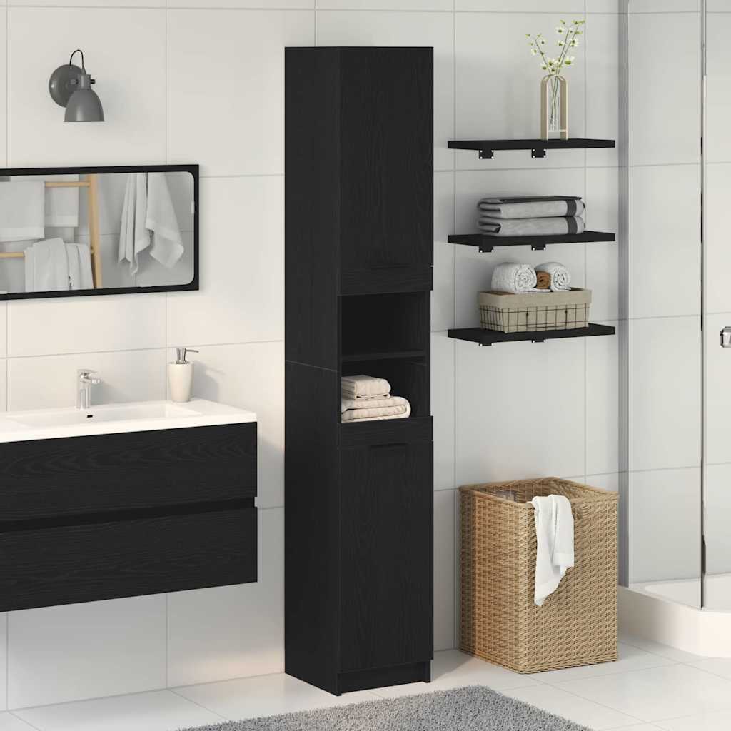 Badkamerkast Zwarte eik 32 x 34 x 188,5 cm Geconstrueerd hout
