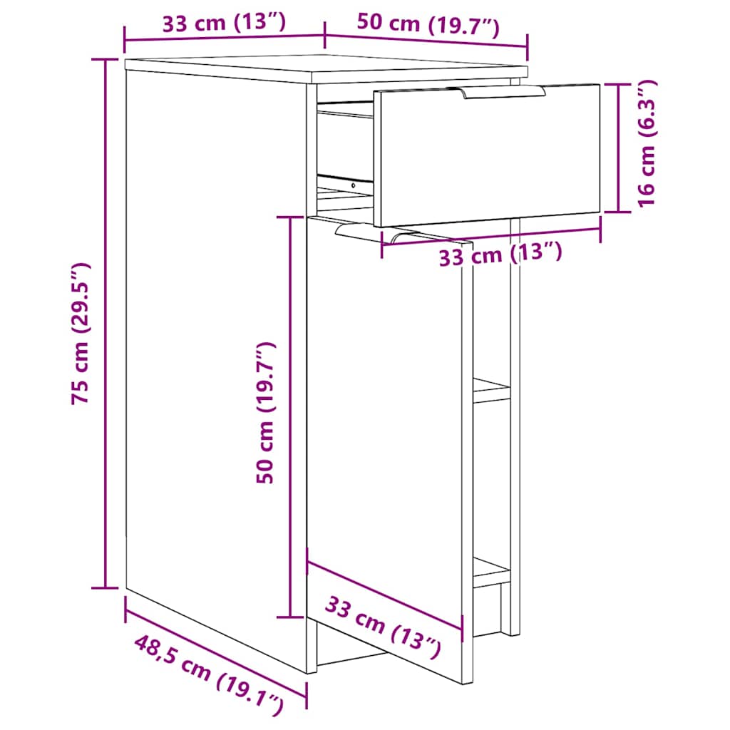 Kantoor kast Zwart Eiken 33 x 50 x 75 cm Bewerkt hout – afbeelding 12