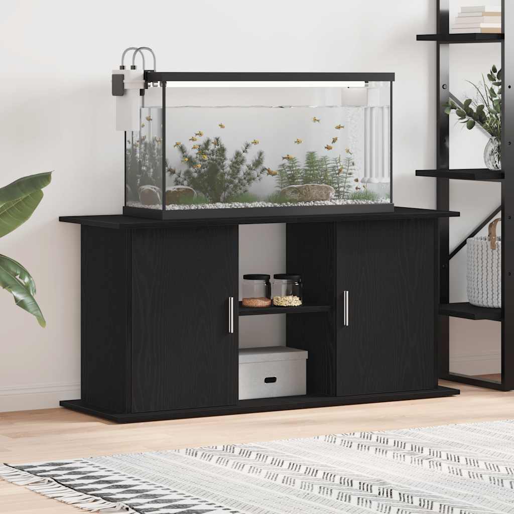 Aquariumstandaard 121x41x58 cm spaanplaat zwart eikenkleurig – afbeelding 1