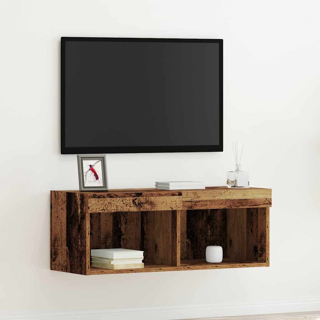 Tv-meubelset met LED Oud hout 80 x 30 x 30 cm Bewerkt hout