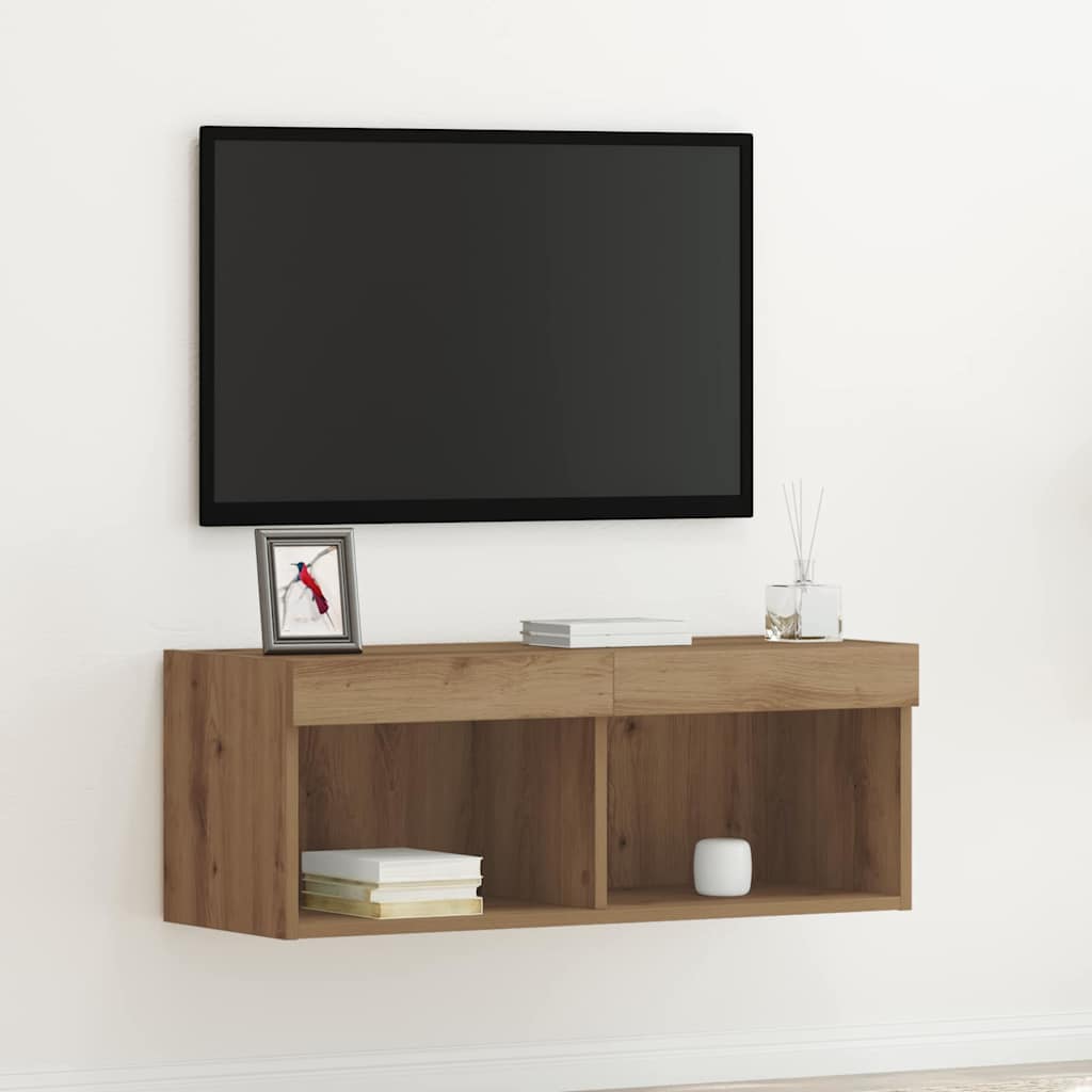 Tv-meubelset met LED artisanaal eikenkleurig 80 x 30 x 30 cm