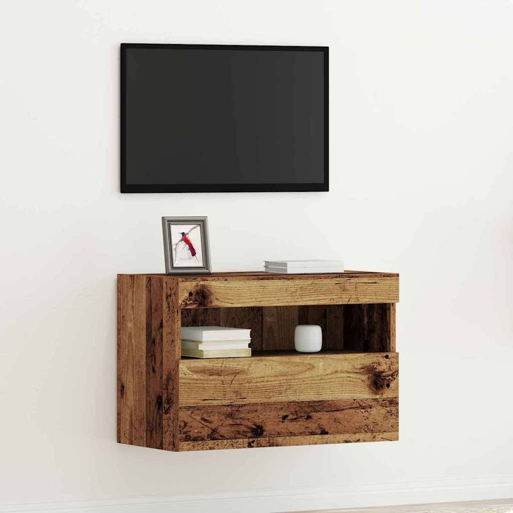 TV Wandkast met LED Oud hout 60 x 30 x 40 cm Bewerkt hout