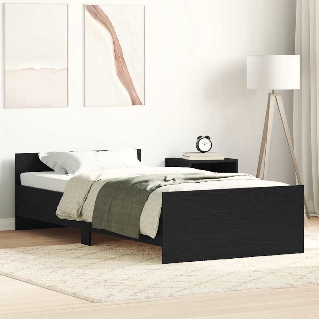 Bedframe zonder matras 90x200 cm spaanplaat zwart eikenkleurig – afbeelding 1