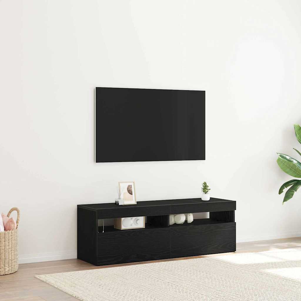TV-kast met LED Zwart Eiken 120 x 35 x 40 cm Bewerkt hout