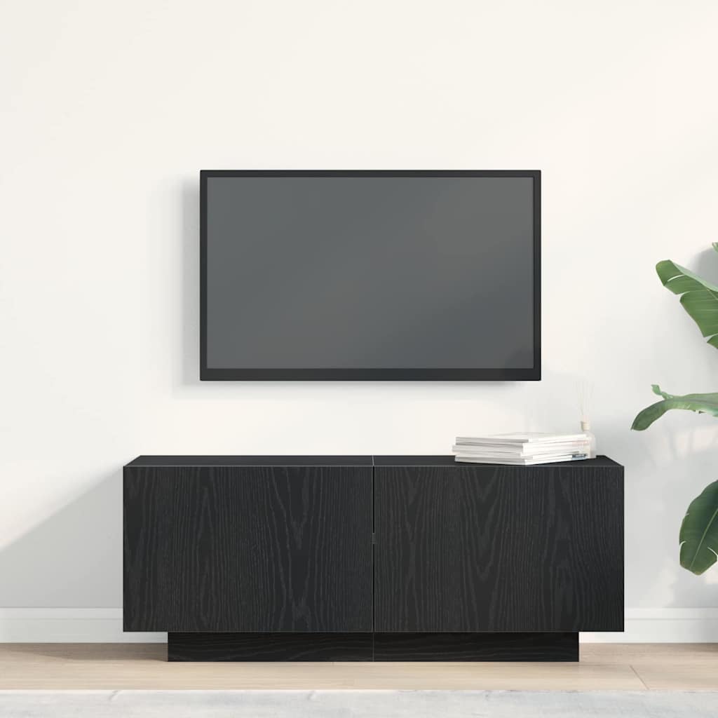 TV-kast Zwart Eiken 100 x 35 x 40 cm Bewerkt hout – afbeelding 4