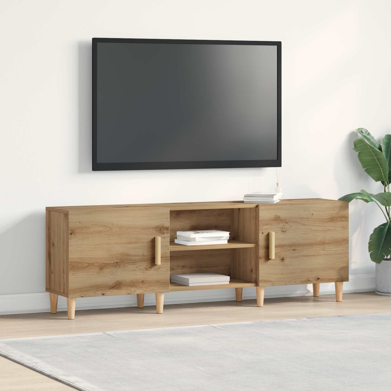 TV-kast 150 x 30 x 50 cm artisanaal eikenkleurig Bewerkt hout