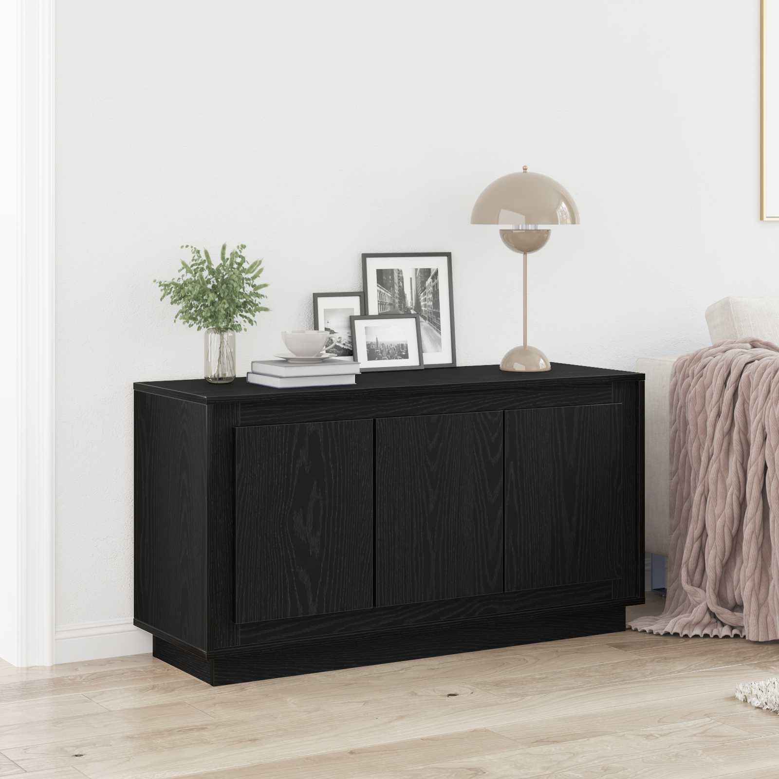 Dressoir Zwart Eiken 102 x 35 x 55 cm Bewerkt hout