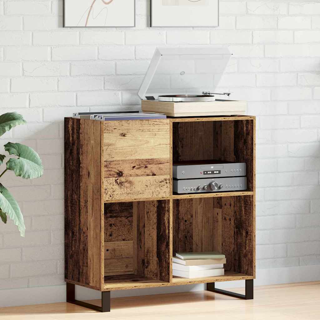 Platenkast met plank Oud hout 84,5 x 38 x 89 cm Bewerkt hout