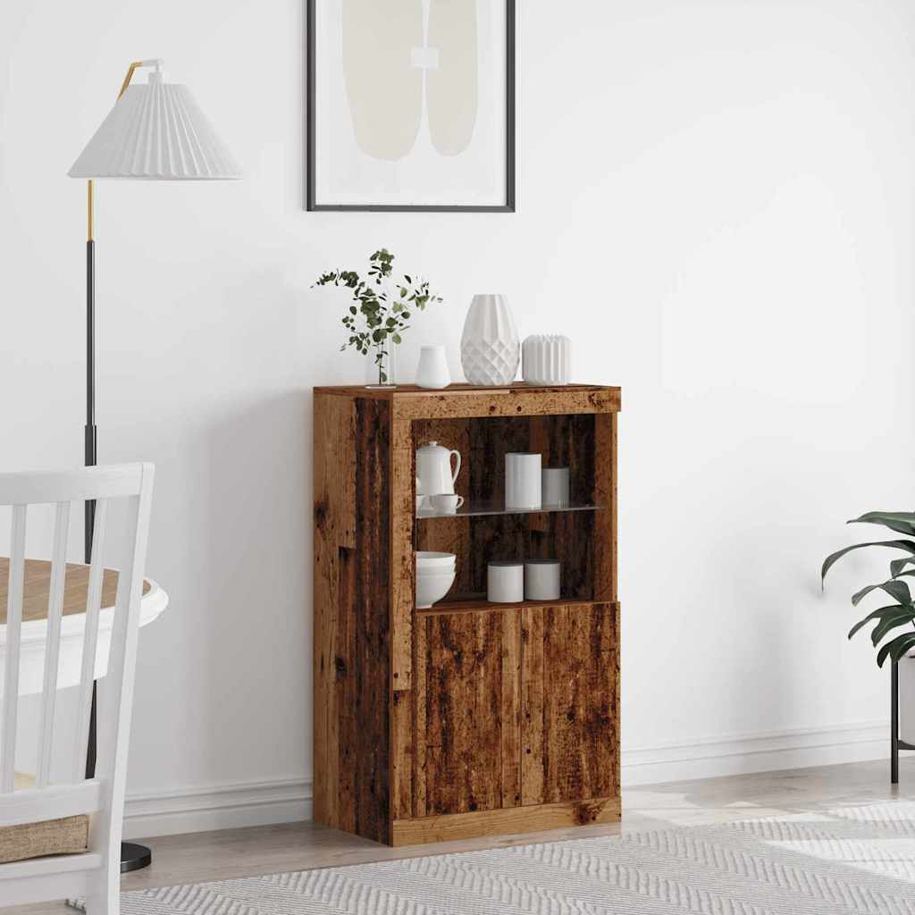 LED Sideboard Oudhout 60,5 x 37 x 100 cm Bewerkt hout