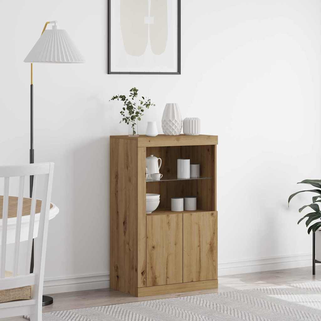 LED Sideboard Artisan Eiken 60,5 x 37 x 100 cm Bewerkt hout
