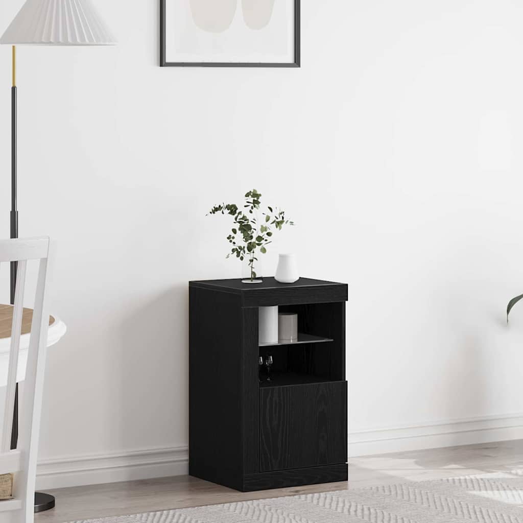 LED Sideboard Zwart Eiken 41 x 37 x 67 cm Bewerkt hout
