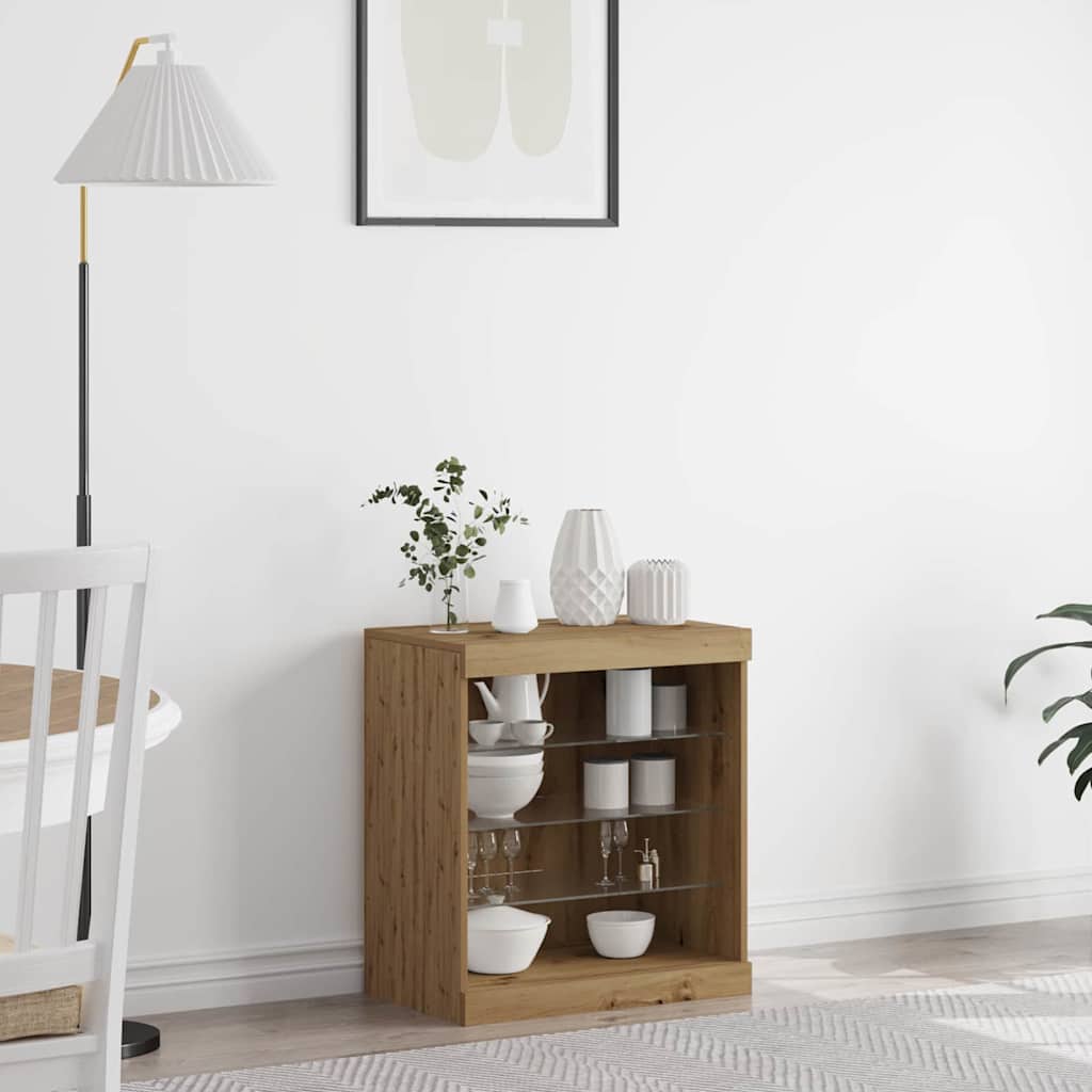 LED Sideboard Artisan Eiken 60,5 x 37 x 67 cm Bewerkt hout