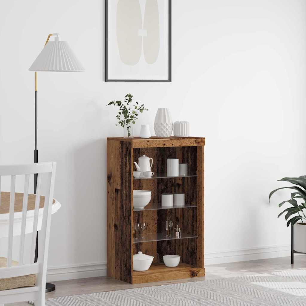 LED Sideboard Oudhout 60,5 x 37 x 100 cm Bewerkt hout