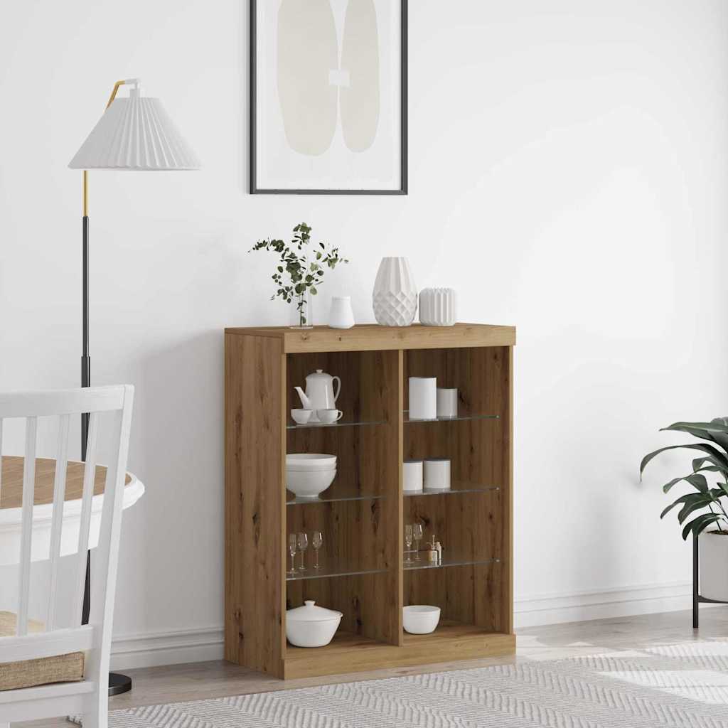 LED Sideboard Artisanaal eiken 81 x 37 x 100 cm Bewerkt hout