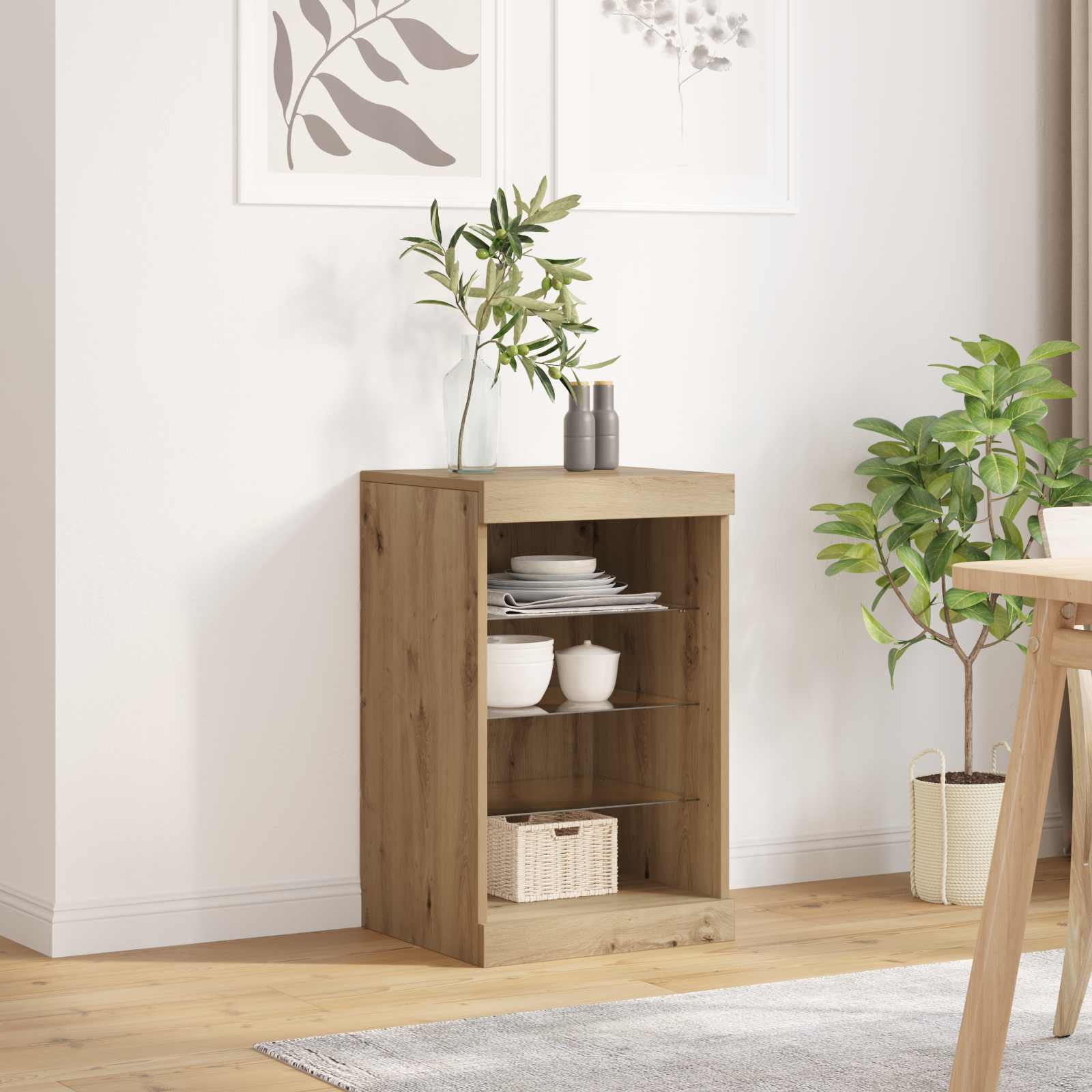LED Sideboard Artisan Eiken 41 x 37 x 67 cm Bewerkt hout