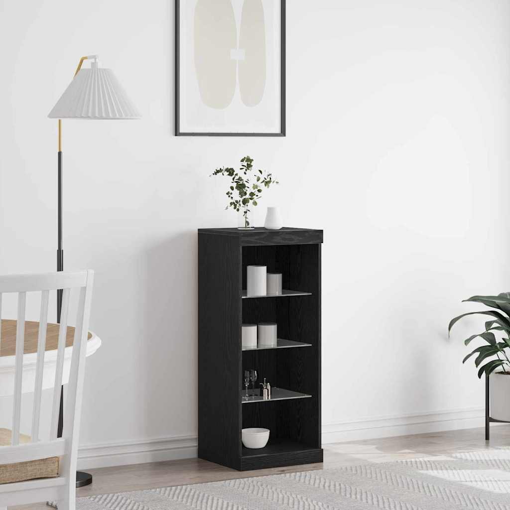 LED Sideboard Zwart Eiken 41 x 37 x 100 cm Bewerkt hout