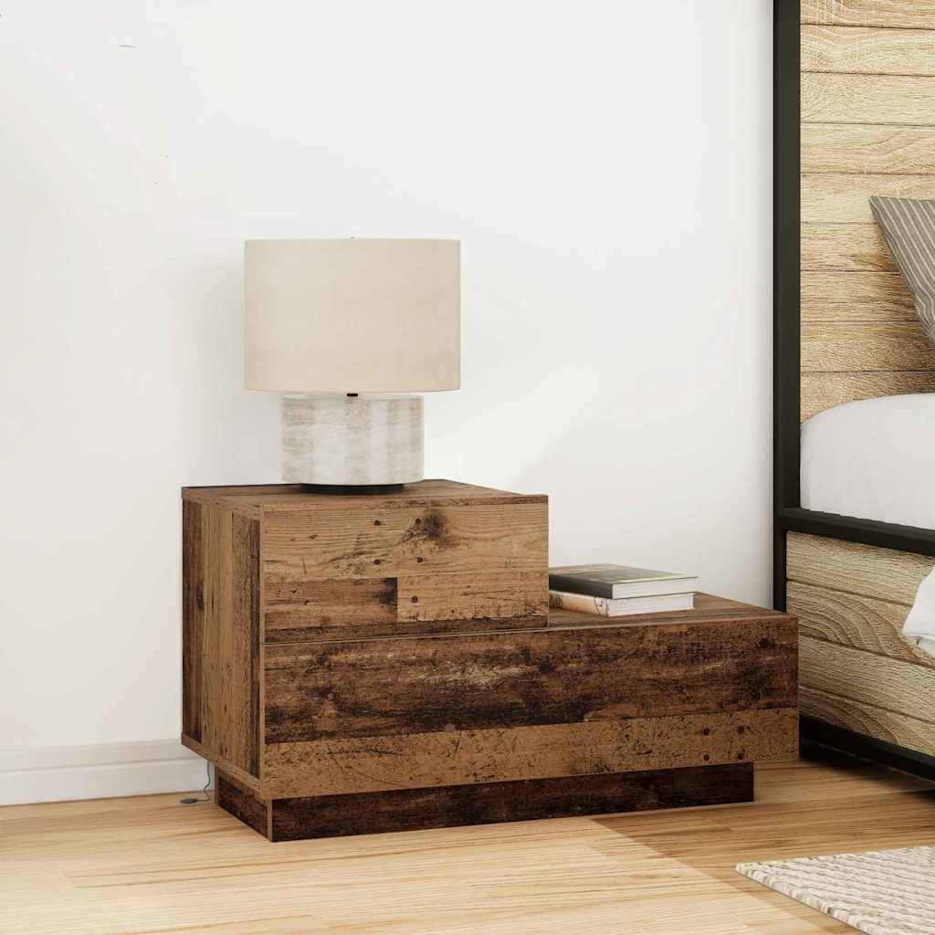 Nachtkastje met lade Oudhout 70 x 36 x 40,5 cm Bewerkt hout