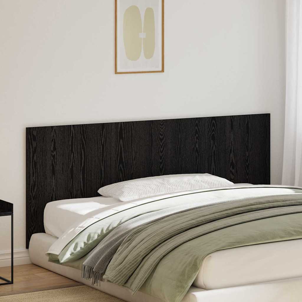 Bed Hoofdbord Zwart Eiken 160 x 1.5 x 80.5 cm Bewerkt hout