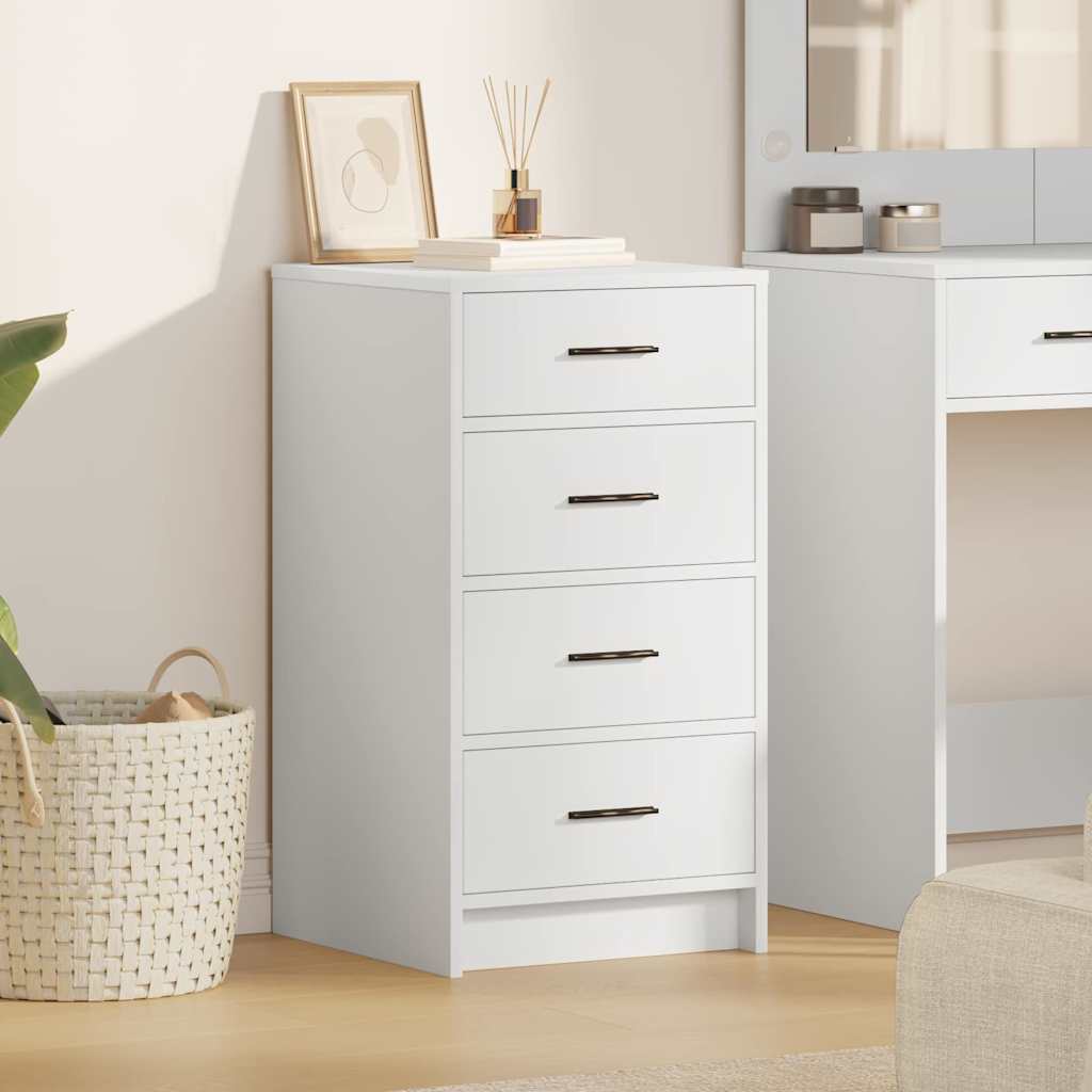 Dressoir met lade Wit 40 x 41 x 75 cm Bewerkt hout – afbeelding 1