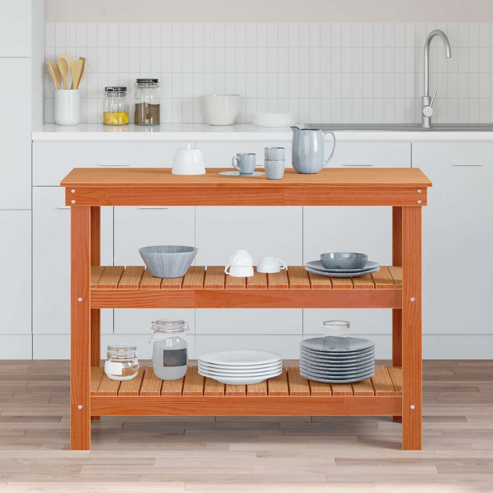 Werkbank Wasbruin 110,5 x 50 x 80 cm Massief grenenhout