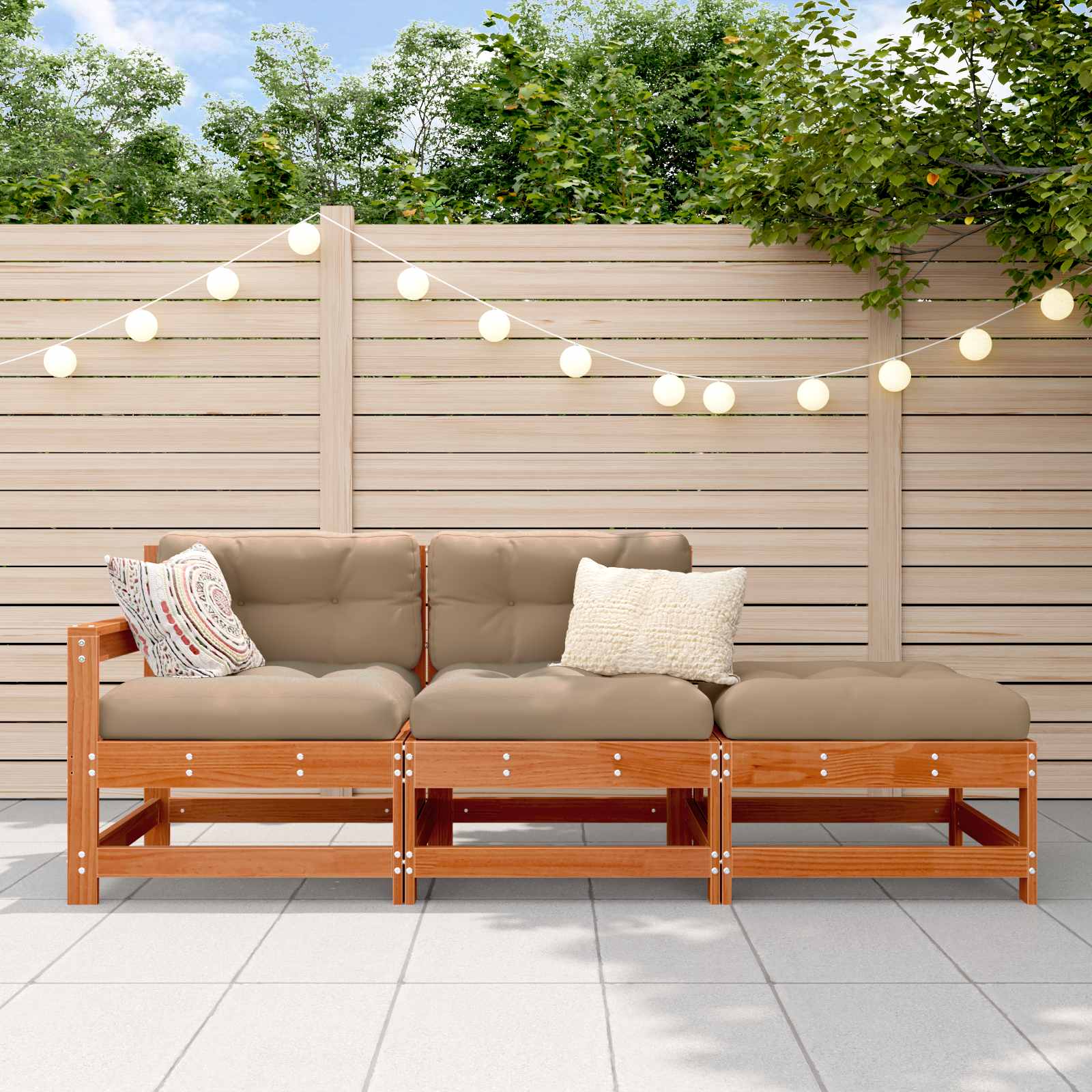 Sectie Sofa Eenheden met kussen Wasbruin 190 x 62 x 70,5cm – afbeelding 1