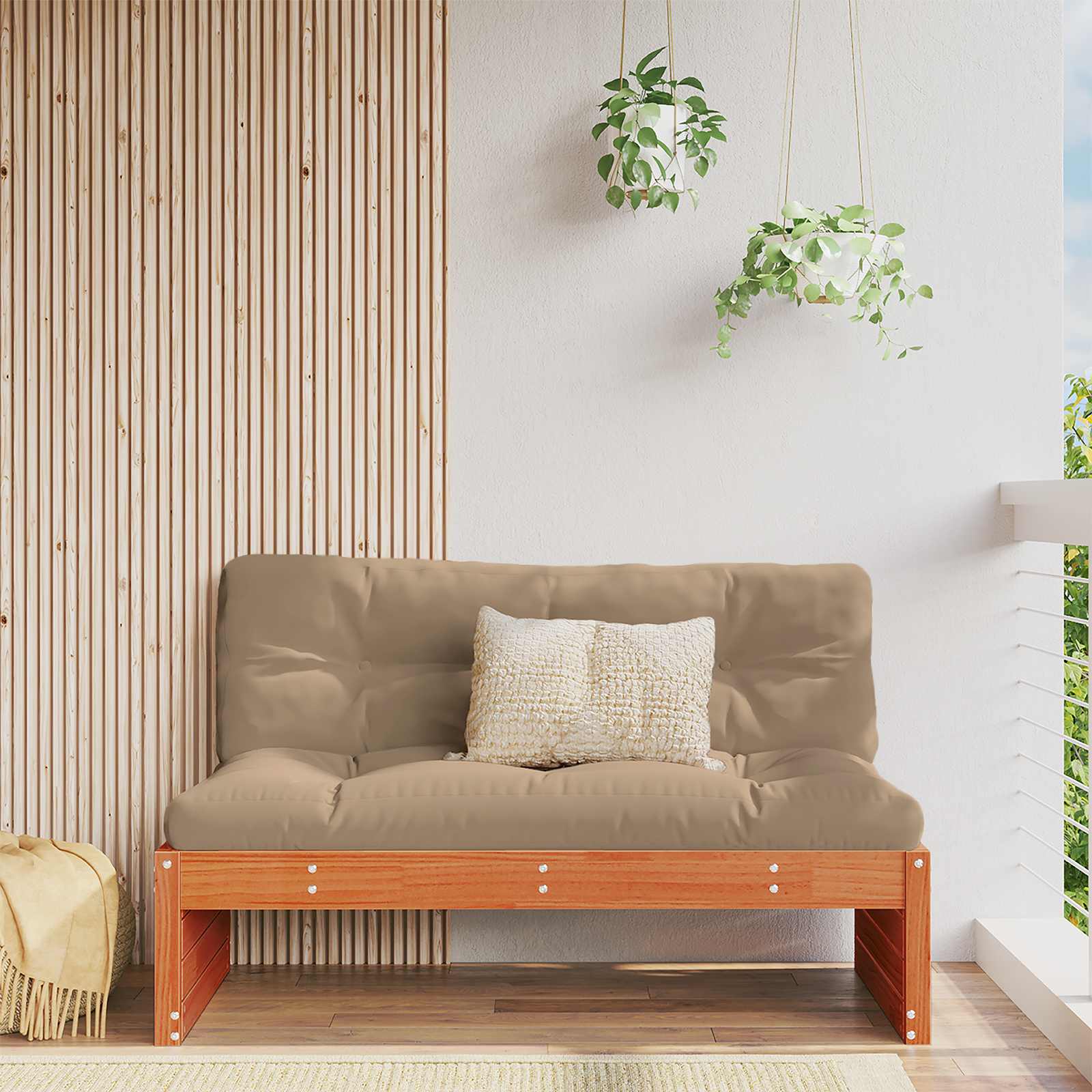 Tuin Midden Sofa Massief grenenhout Wasbruin