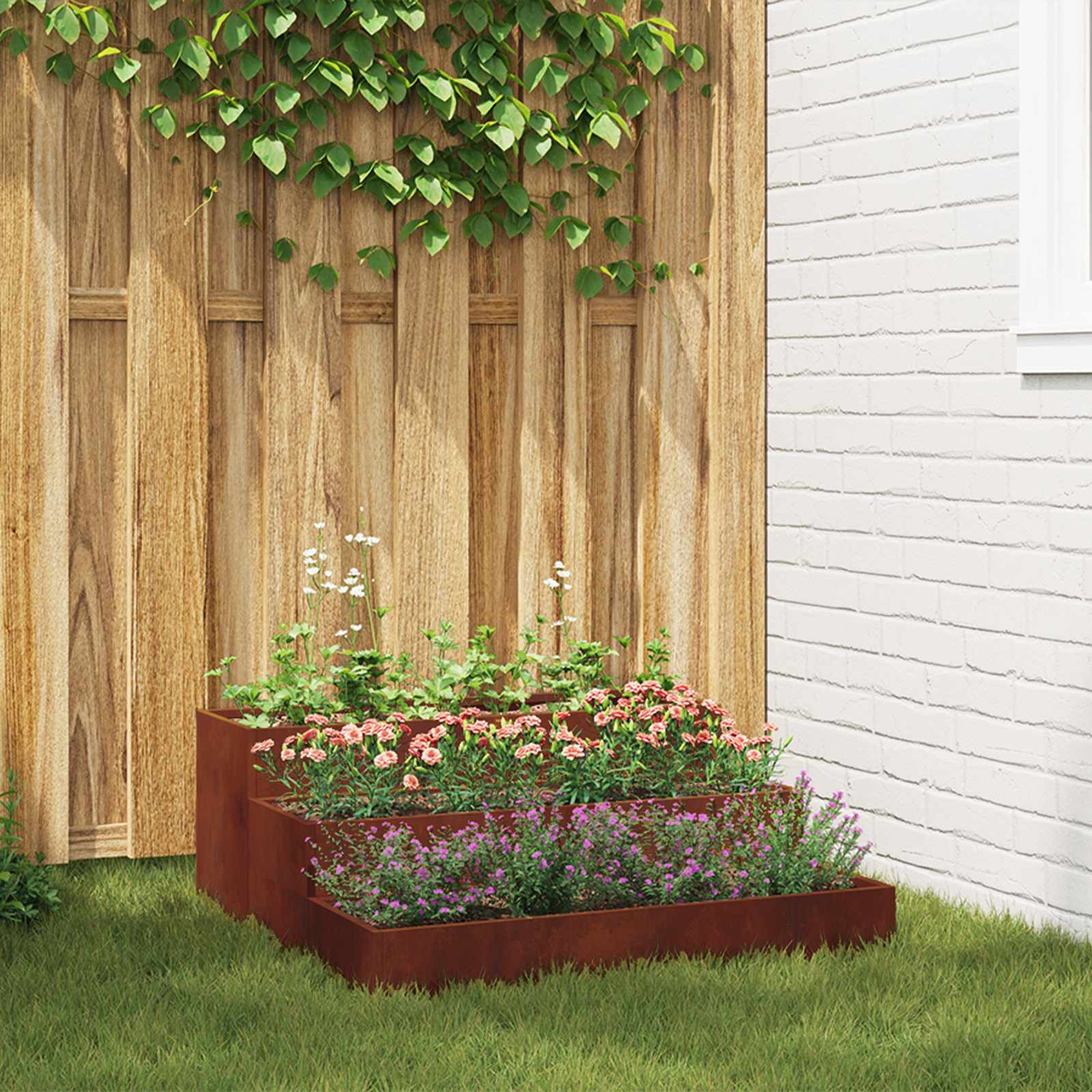 Tuin Bloempot Roestig 90 x 90 x 35 cm Cortenstaal