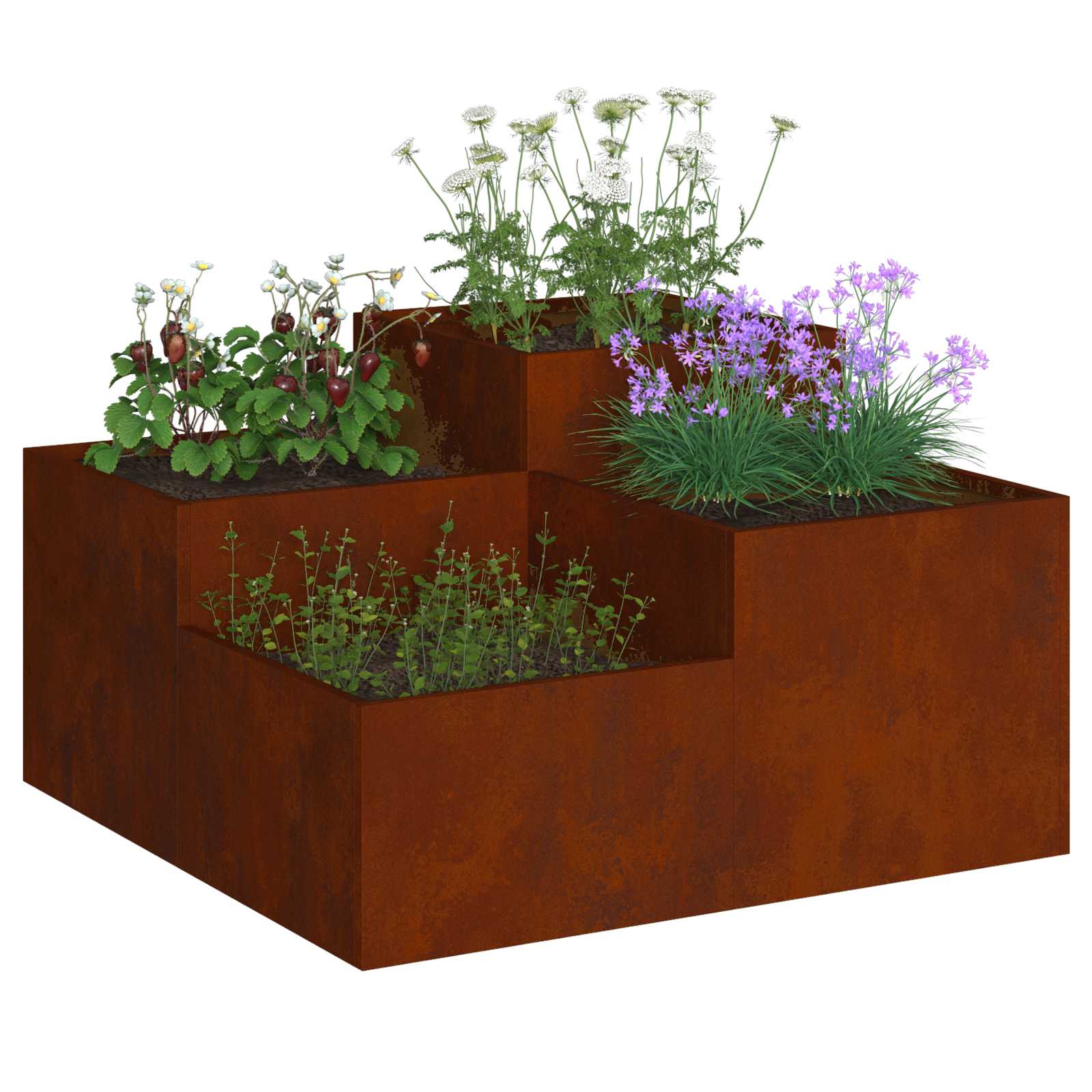 Plantenbak Roestig 80 x 80 x 48 cm weervast staal – afbeelding 3