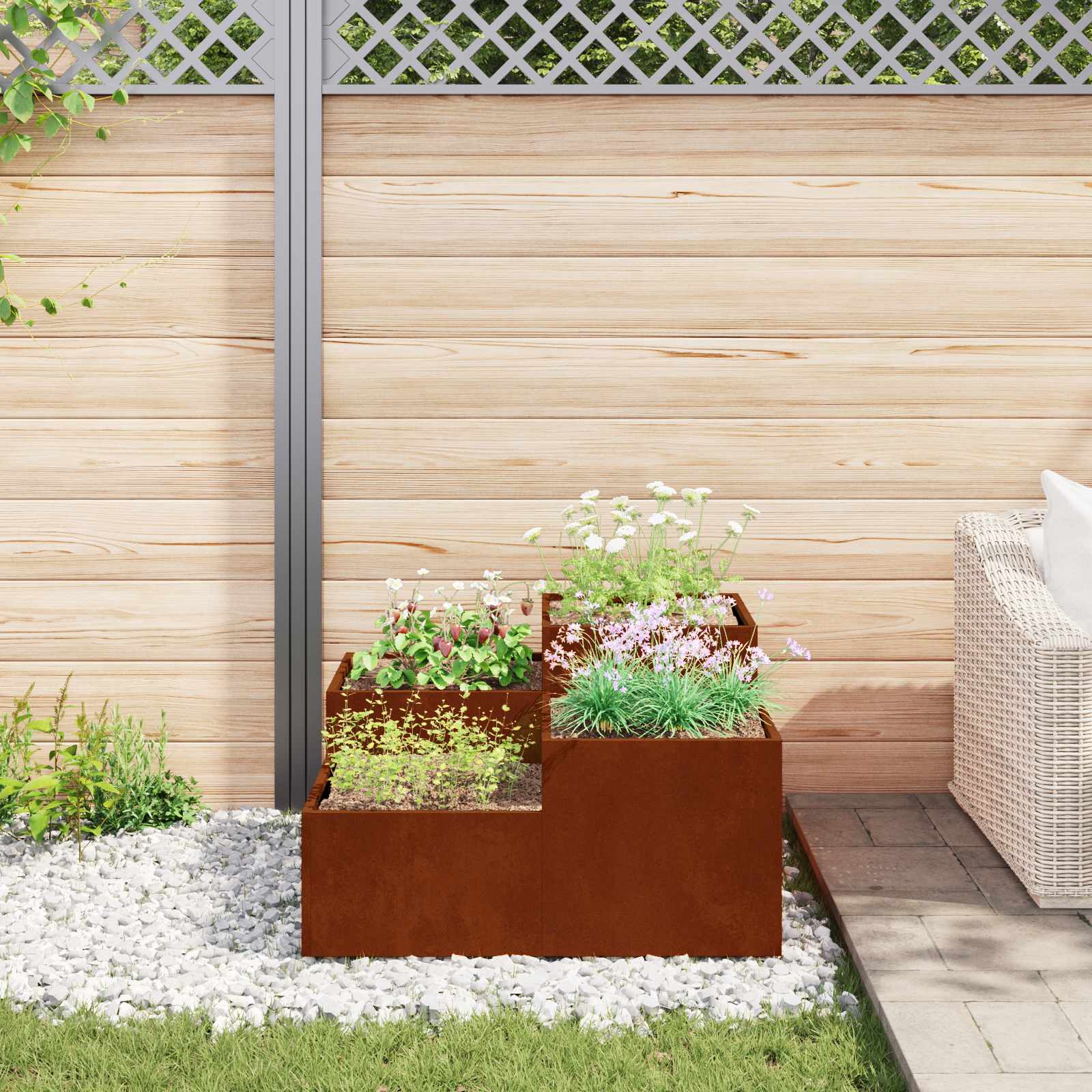Plantenbak Roestig 80 x 80 x 48 cm weervast staal – afbeelding 4